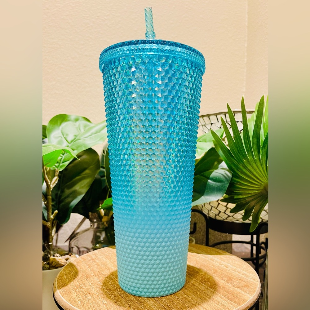 Starbucks Ombré Aqua Splash Oil Slick Blue Tumbler Studded 24oz Venti Tumbler - Picture 5 of 13